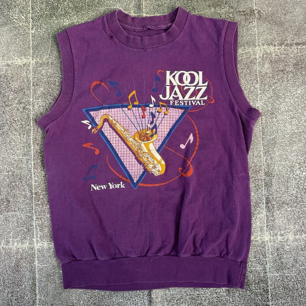 Mens Vintage 80s Kool Cigarettes New York City Jazz Festival Purple T Shirt Sz S